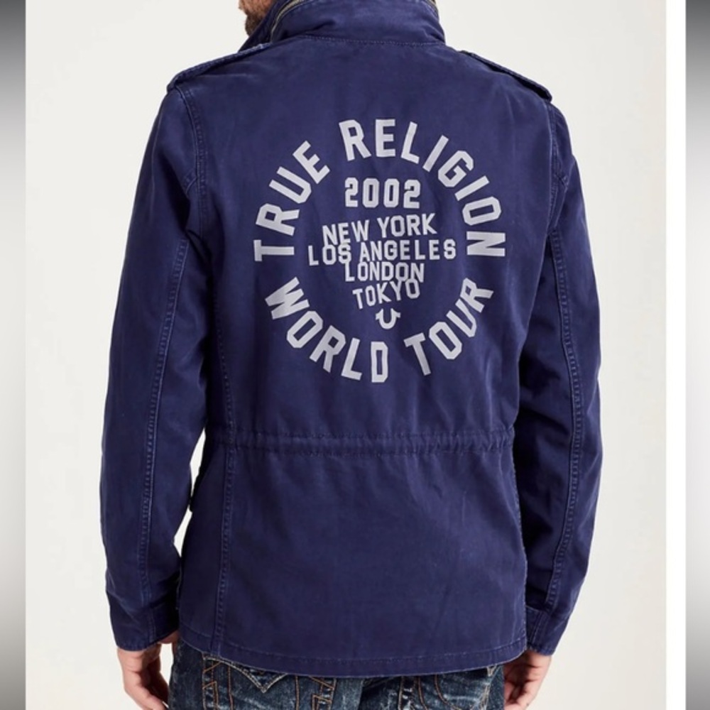 True Religion Navy Hooded Chase Military‎ Field Jacket